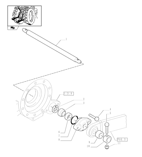 LEŽAJ OSOVINE SPODNJIH DVIŽNIH ROK STEYR 4065 KOMPAKT 25x42x20mm - Slika 2
