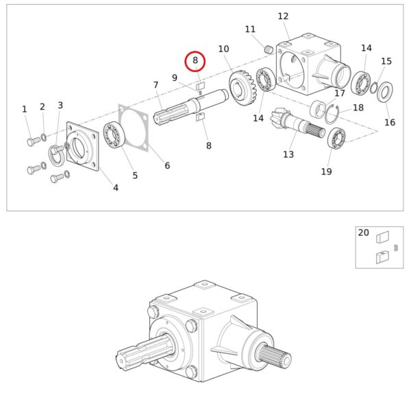 ZAGOZDA ZOBNIKA REDUKTORJA ZA MULČER INO M900, TSM - Slika 2